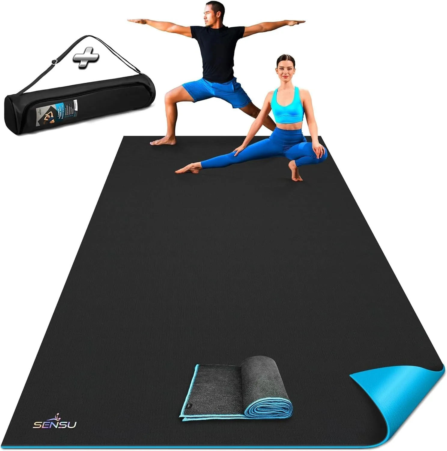 Sensu Large Yoga Mat - 9' x 6' x 9mm Extra Thick Yoga Mat for Men and Women - Non-Slip Surface for Extra Grip - Ideal for Hot Yoga, Pilates, Grounding and Meditation at Home or in Studios