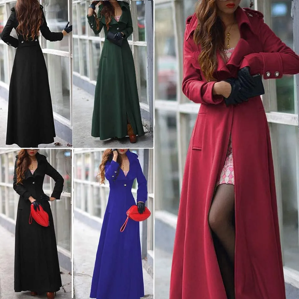 SERYU Womens Winter Lapel Slim Coat Trench Jacket Long Parka Overcoat Outwear