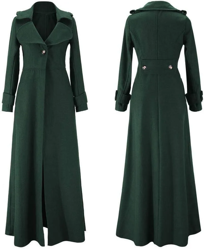 SERYU Womens Winter Lapel Slim Coat Trench Jacket Long Parka Overcoat Outwear