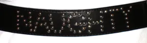 sexy biker rock star STUDDED BLACK LEATHER “NAUGHTY” BELT