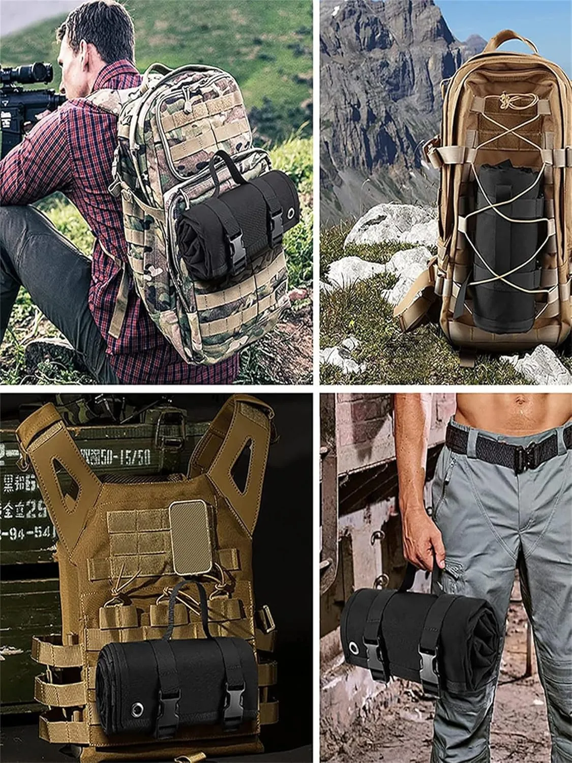Shooting Mats Prone Padded Waterproof, Roll Up Shooting Mat Prone Rifle Shooter Mats Tactical Shooting Blanket Mat for Range Shooting Hunting (Ruins Camouflage)