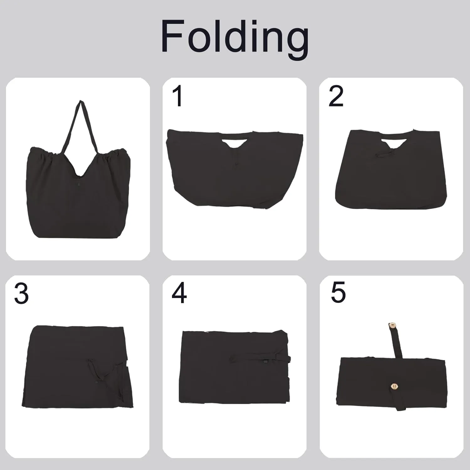 Shopping Bag for Groceries, Reusable Grocery Bags with Handle, Big Capacity Foldable Tote Bag for Super Market Trip Picnic Sport (Black)