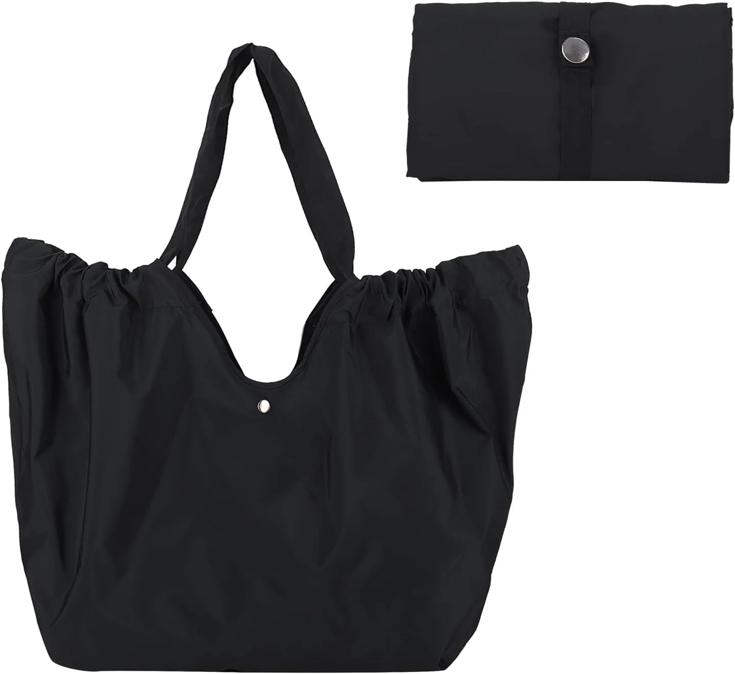 Shopping Bag for Groceries, Reusable Grocery Bags with Handle, Big Capacity Foldable Tote Bag for Super Market Trip Picnic Sport (Black)