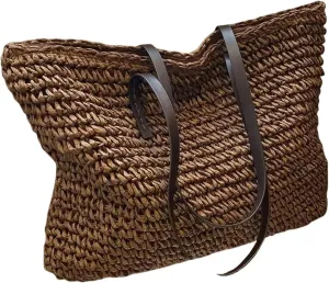 Shopping Bag Straw Handbag Summer Casual Large Capacity Tote Bag Beach Women One Shoulder Simple Style Shopping Bag