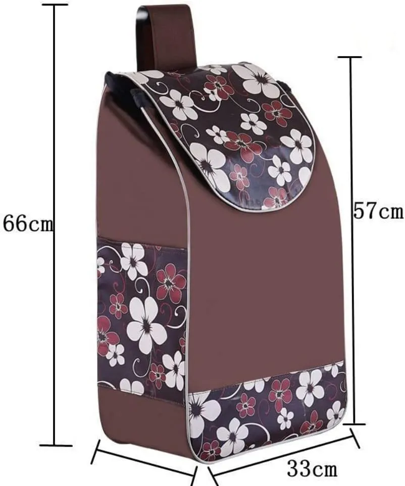 Shopping Cart Replacement Bag, Oxford Cloth Waterproof Storage Bag, Trolley Replacement Bag Shopping Cart Backup Trolley Bag Push Cart Luggage Bag Replacement Grocery Cart Bag (Coffee Flower)