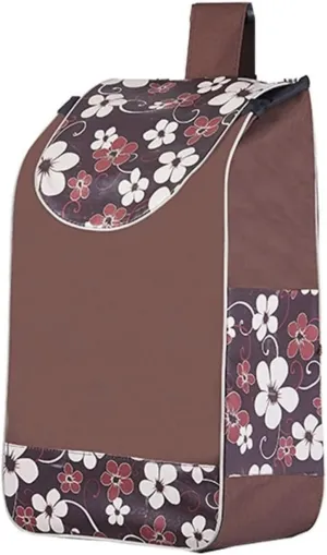 Shopping Cart Replacement Bag, Oxford Cloth Waterproof Storage Bag, Trolley Replacement Bag Shopping Cart Backup Trolley Bag Push Cart Luggage Bag Replacement Grocery Cart Bag (Coffee Flower)