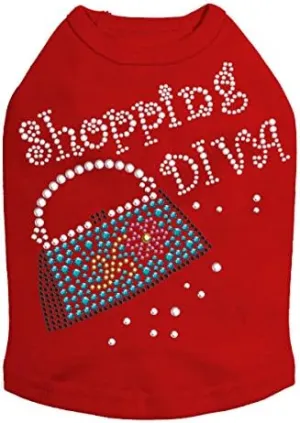 Shopping Diva with Handbag Dog Shirt XXS RED