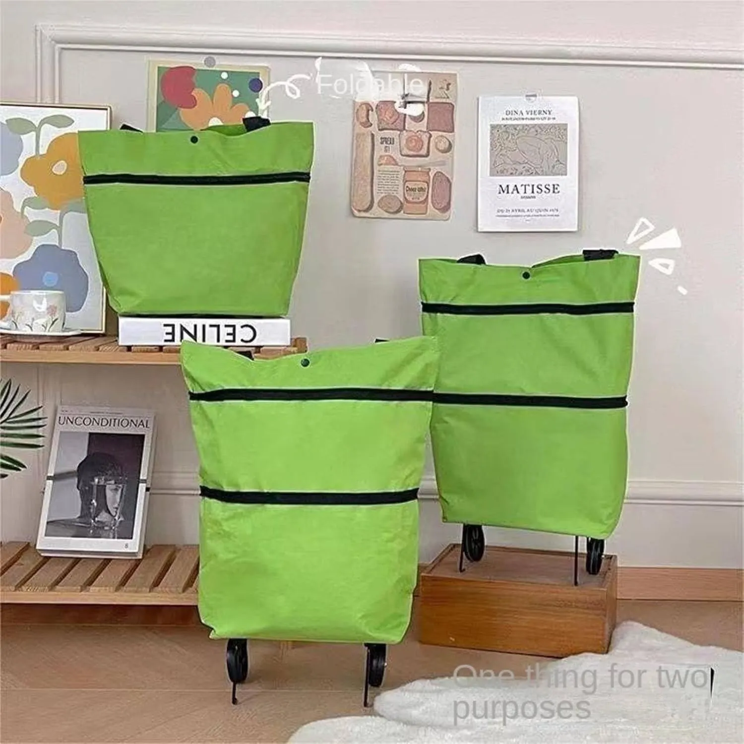 Shopping Luggage Trolley high-Profile Figure Hand Buggy Folding Portable Wheel Handbag Waterproof Supermarket Shopping Trolley, Orange