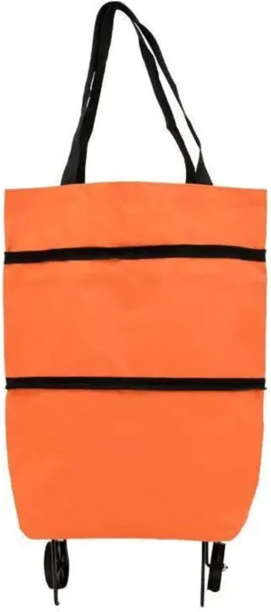Shopping Luggage Trolley high-Profile Figure Hand Buggy Folding Portable Wheel Handbag Waterproof Supermarket Shopping Trolley, Orange