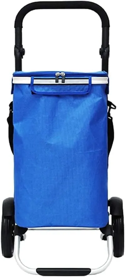 Shopping Trolley on Wheels Shopping Trolleys Aluminum Alloy 8 Inch Wheel Full Car Foldable Home Grocery Portable Utility Carts (A)