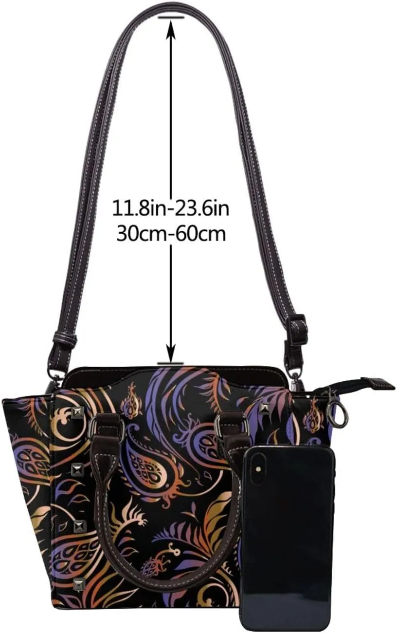 Shoulder Bag for Women Rivet Satchel Faux Leather Handbags Purse Crossbody Bags