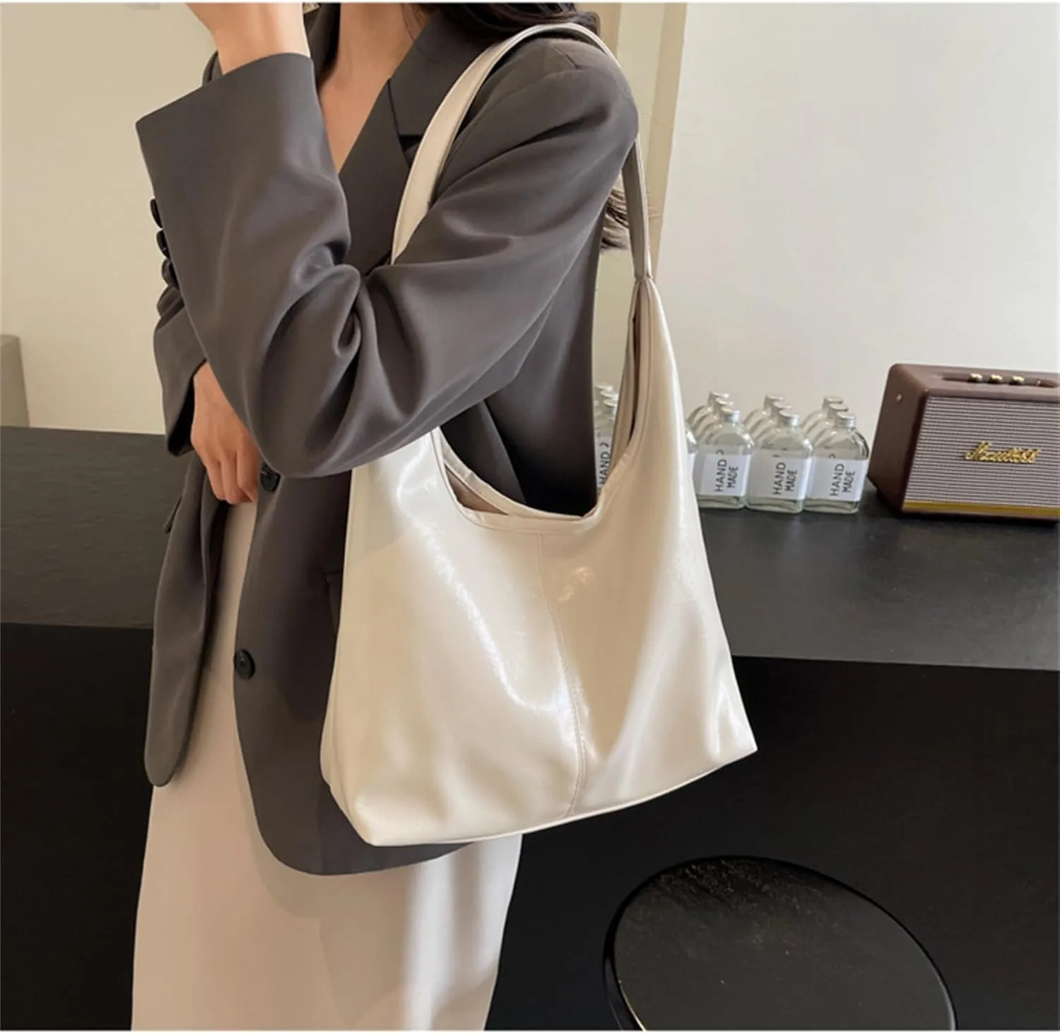 Shoulder Bag Women Tote Bag PU Leather Chic Fashionable Large Magnetic Closure 2024 Bag Casual Commuting Handbag