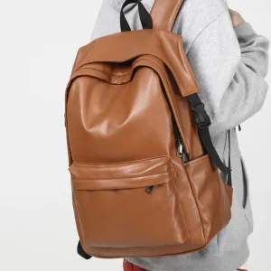 Shoulder foreskin backpack men's large capacity PU soft sports and leisure men's university(E)
