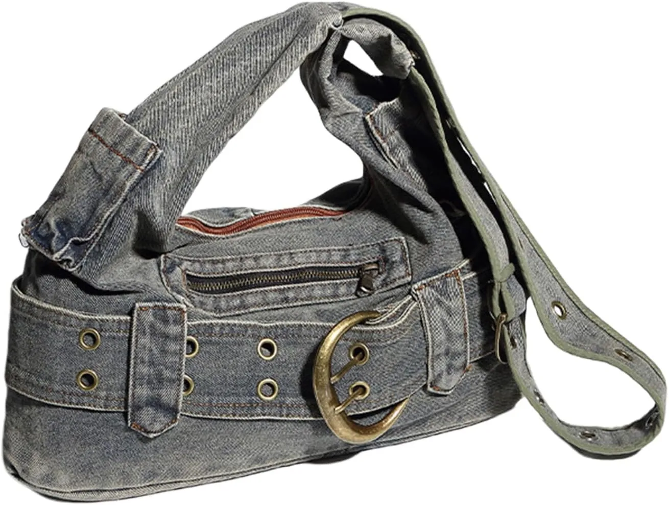 Shoulder Handbag，Vintage Washed Denims Shoulder Bag with Adjustable Strap for Women Large Capacity Crossbody Bag Underarm Handbag Purse