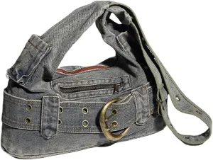 Shoulder Handbag，Vintage Washed Denims Shoulder Bag with Adjustable Strap for Women Large Capacity Crossbody Bag Underarm Handbag Purse