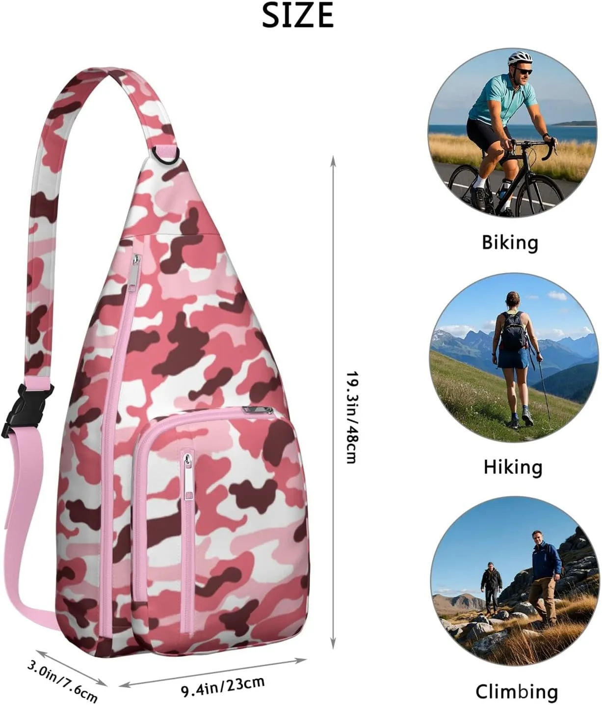 Shoulder Sling Crossbody Casual Chest Bag For Travel Sports Running,Backpack for Men & Women Lightweight Sports BagCrossbody Concealed Carry,Camo Shoulder Bag Waterproof Chest Bag