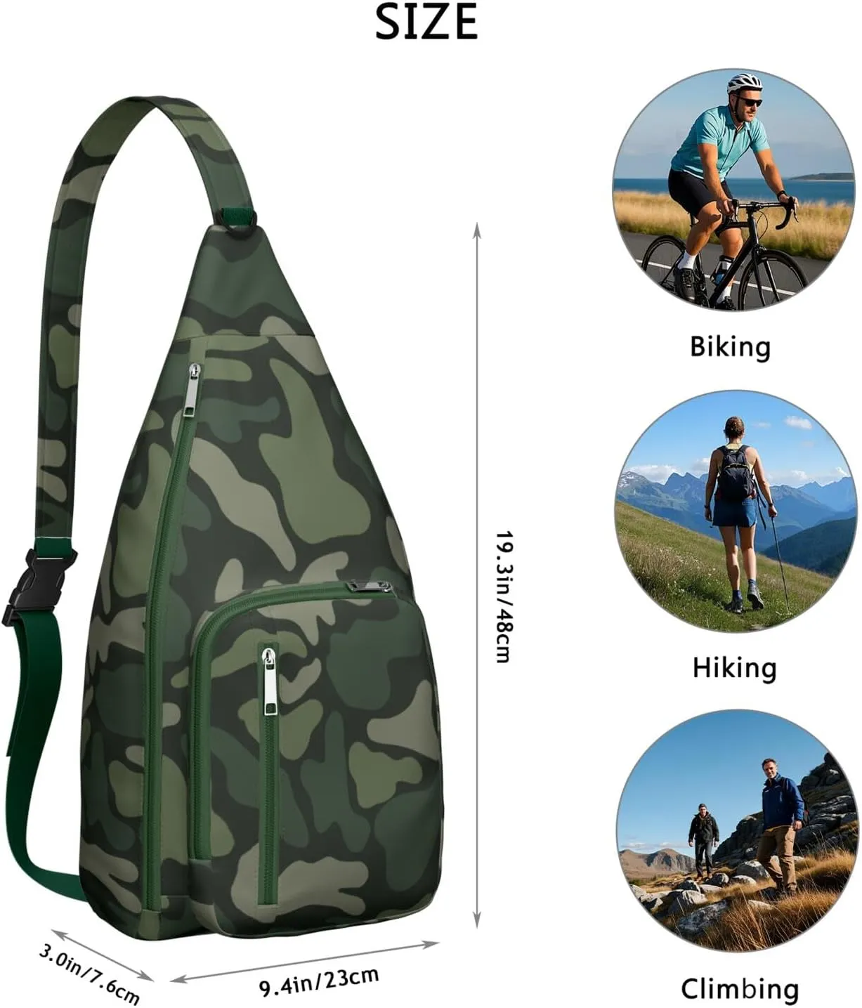 Shoulder Sling Crossbody Casual Chest Bag For Travel Sports Running,Backpack for Men & Women Lightweight Sports BagCrossbody Concealed Carry,Camo Shoulder Bag Waterproof Chest Bag