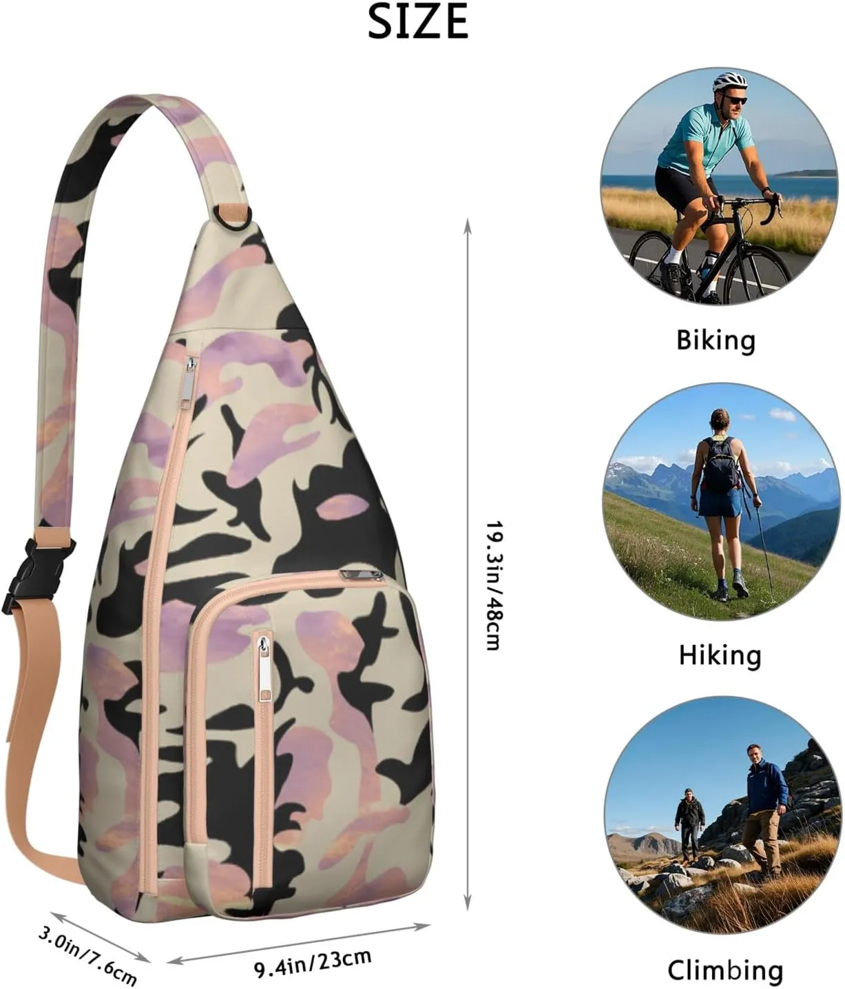 Shoulder Sling Crossbody Casual Chest Bag For Travel Sports Running,Backpack for Men & Women Lightweight Sports BagCrossbody Concealed Carry,Camo Shoulder Bag Waterproof Chest Bag