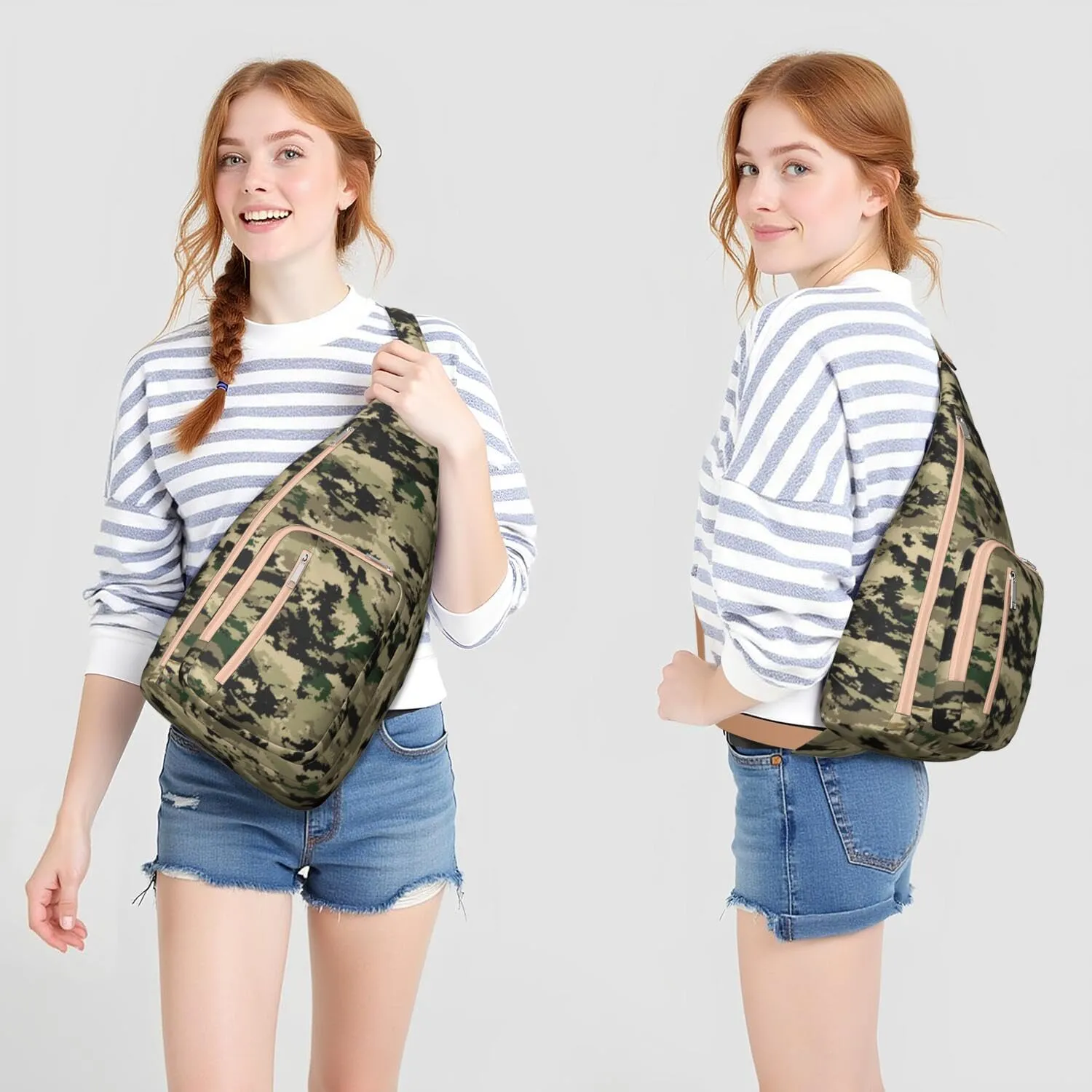 Shoulder Sling Crossbody Casual Chest Bag For Travel Sports Running,Backpack for Men & Women Lightweight Sports BagCrossbody Concealed Carry,Camo Shoulder Bag Waterproof Chest Bag