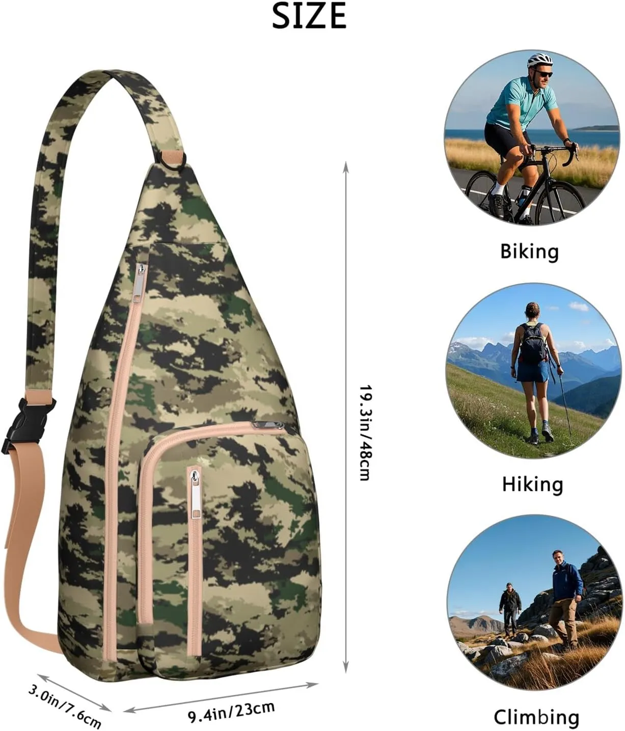 Shoulder Sling Crossbody Casual Chest Bag For Travel Sports Running,Backpack for Men & Women Lightweight Sports BagCrossbody Concealed Carry,Camo Shoulder Bag Waterproof Chest Bag