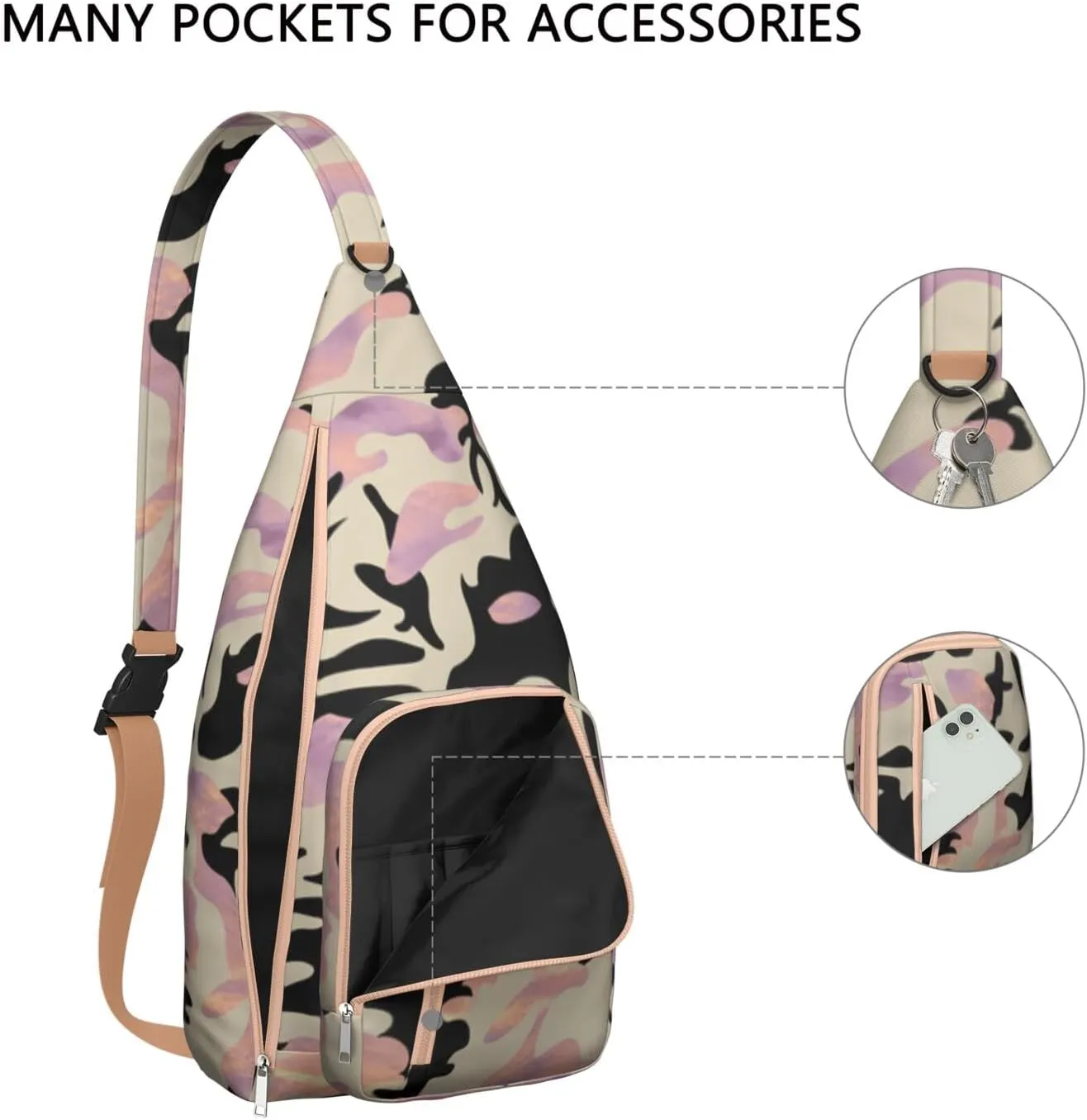 Shoulder Sling Crossbody Casual Chest Bag For Travel Sports Running,Backpack for Men & Women Lightweight Sports BagCrossbody Concealed Carry,Camo Shoulder Bag Waterproof Chest Bag
