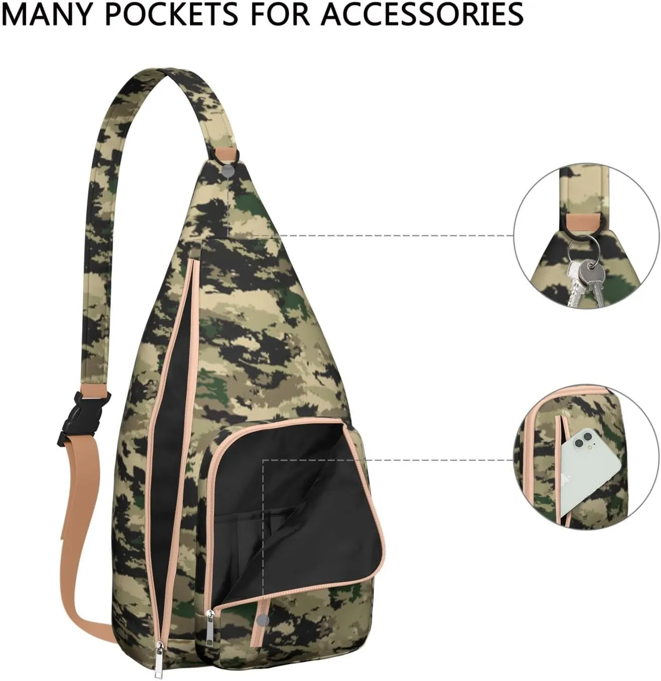 Shoulder Sling Crossbody Casual Chest Bag For Travel Sports Running,Backpack for Men & Women Lightweight Sports BagCrossbody Concealed Carry,Camo Shoulder Bag Waterproof Chest Bag