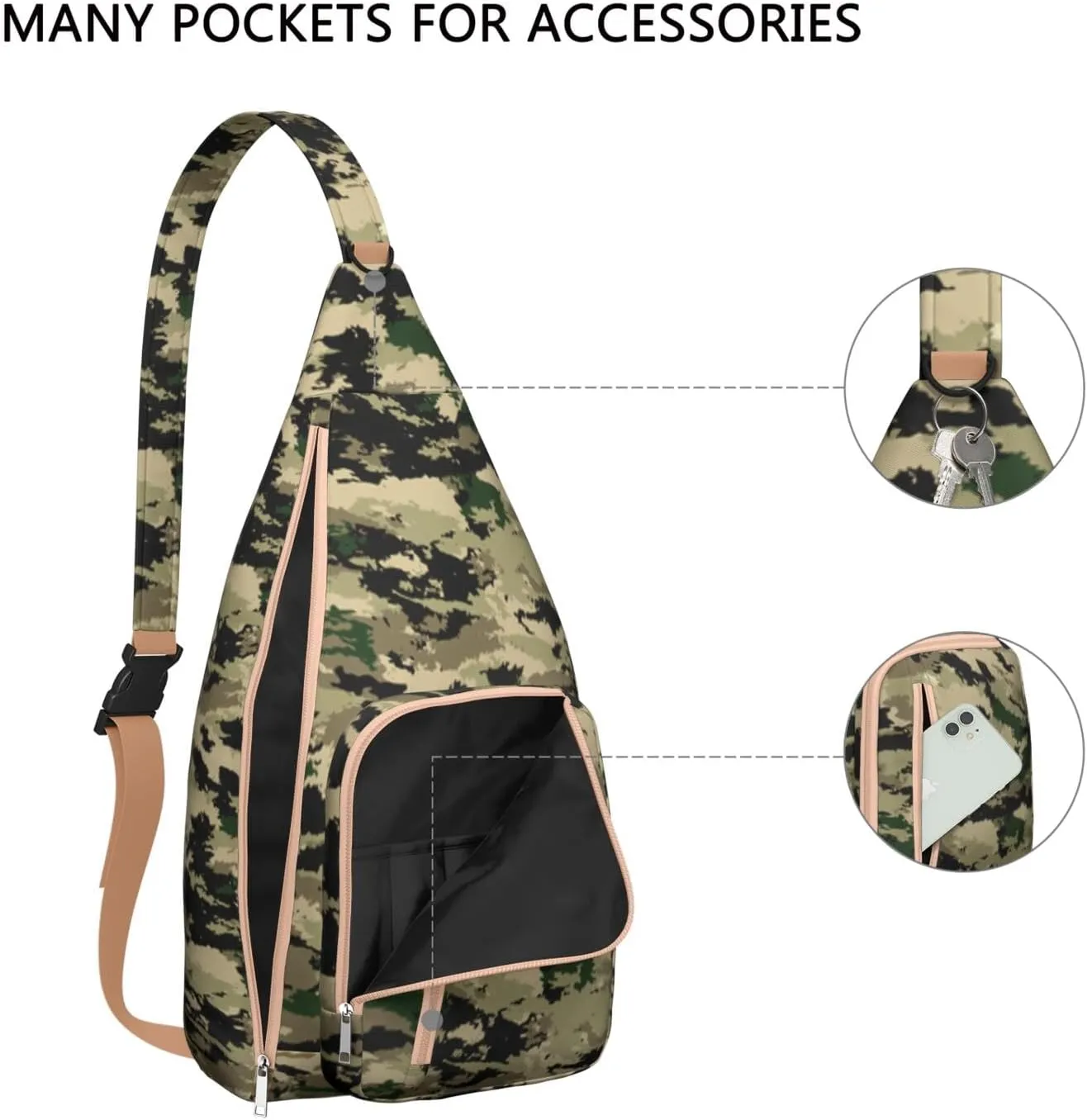 Shoulder Sling Crossbody Casual Chest Bag For Travel Sports Running,Backpack for Men & Women Lightweight Sports BagCrossbody Concealed Carry,Camo Shoulder Bag Waterproof Chest Bag