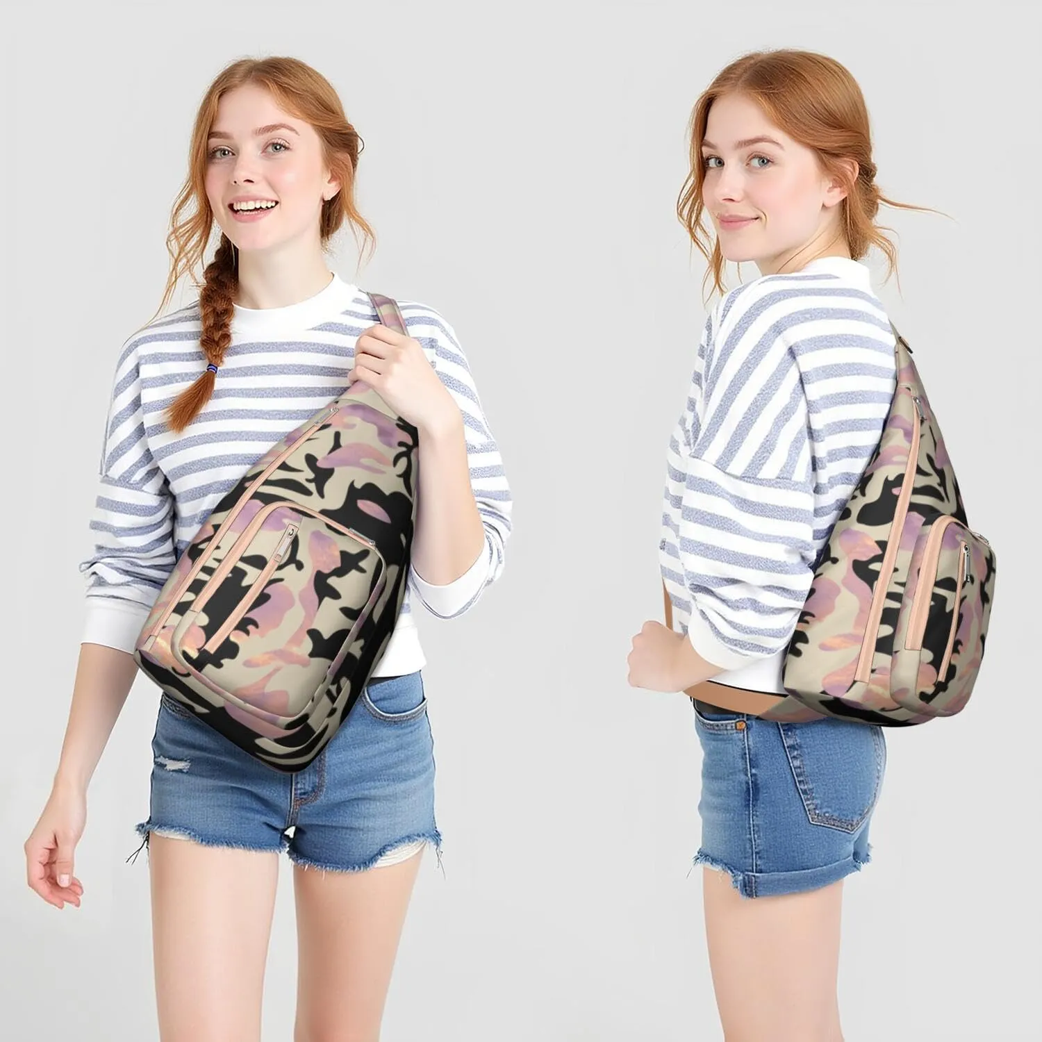 Shoulder Sling Crossbody Casual Chest Bag For Travel Sports Running,Backpack for Men & Women Lightweight Sports BagCrossbody Concealed Carry,Camo Shoulder Bag Waterproof Chest Bag