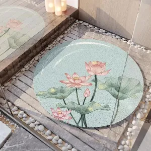 Shower Mat Non-Slip Round Shower Mat Soft Comfortable Bath Mat PVC Loofah Age Bath Mat Floor Mat Carpet for Shower Bathtub Bathroom