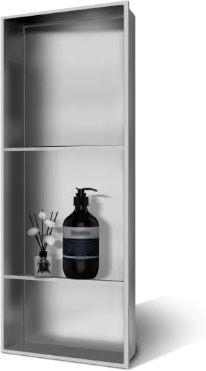 Shower Niche 13 × 31, 3 Shelves Wall Niche Recessed Shelf for Bathroom Storage, Shower Niche Insert Tile Ready No Tile Needed Over Mount Installation, Brushed Nickel