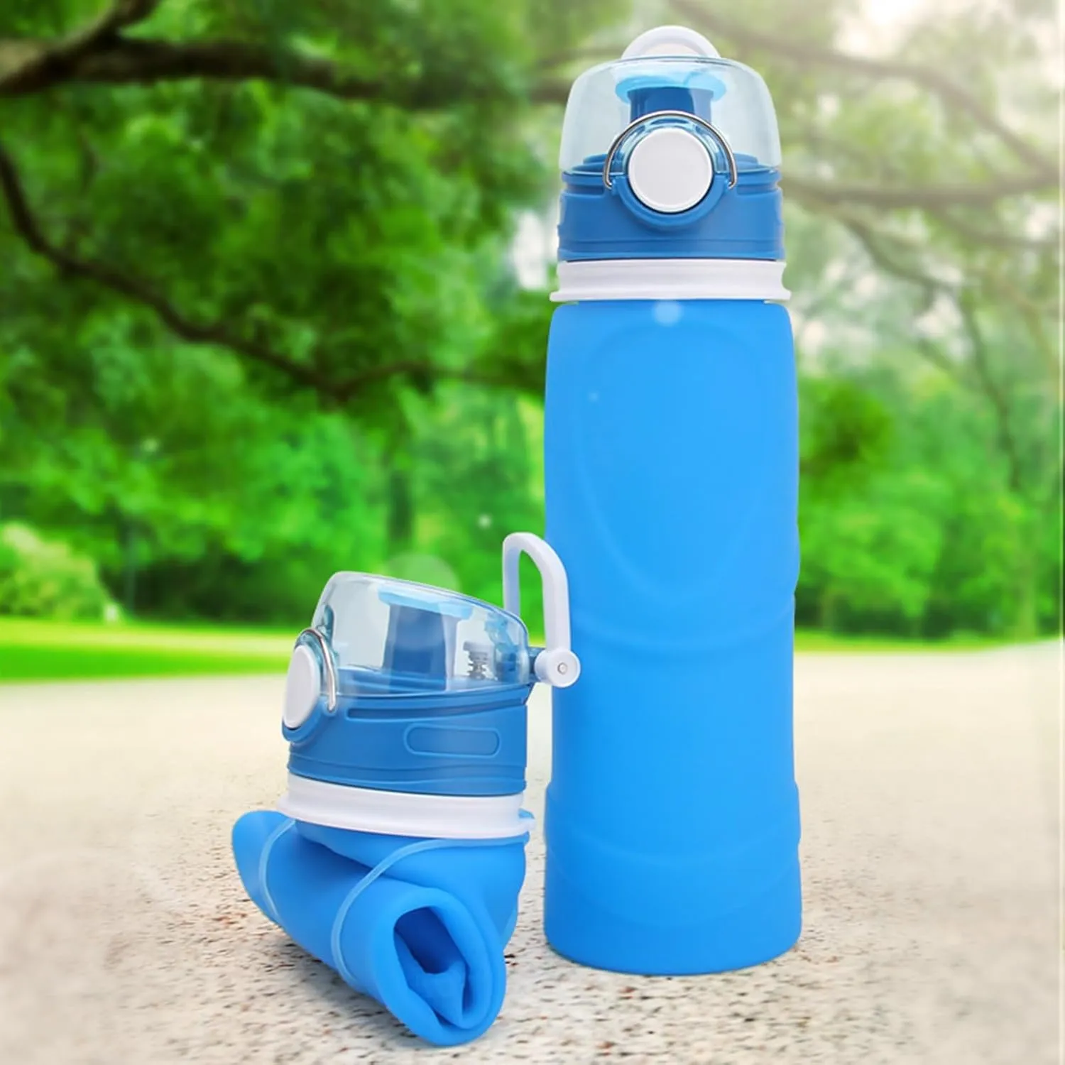 Silicone Foldable Water Bottle Cup Portable Sport Water Bottle Leakproof BPA Free Travel Water Bottles Gym Travel Camping Hiking Sport Outdoor Indoor Sport Travel Telescopic Cup(Green,Large)
