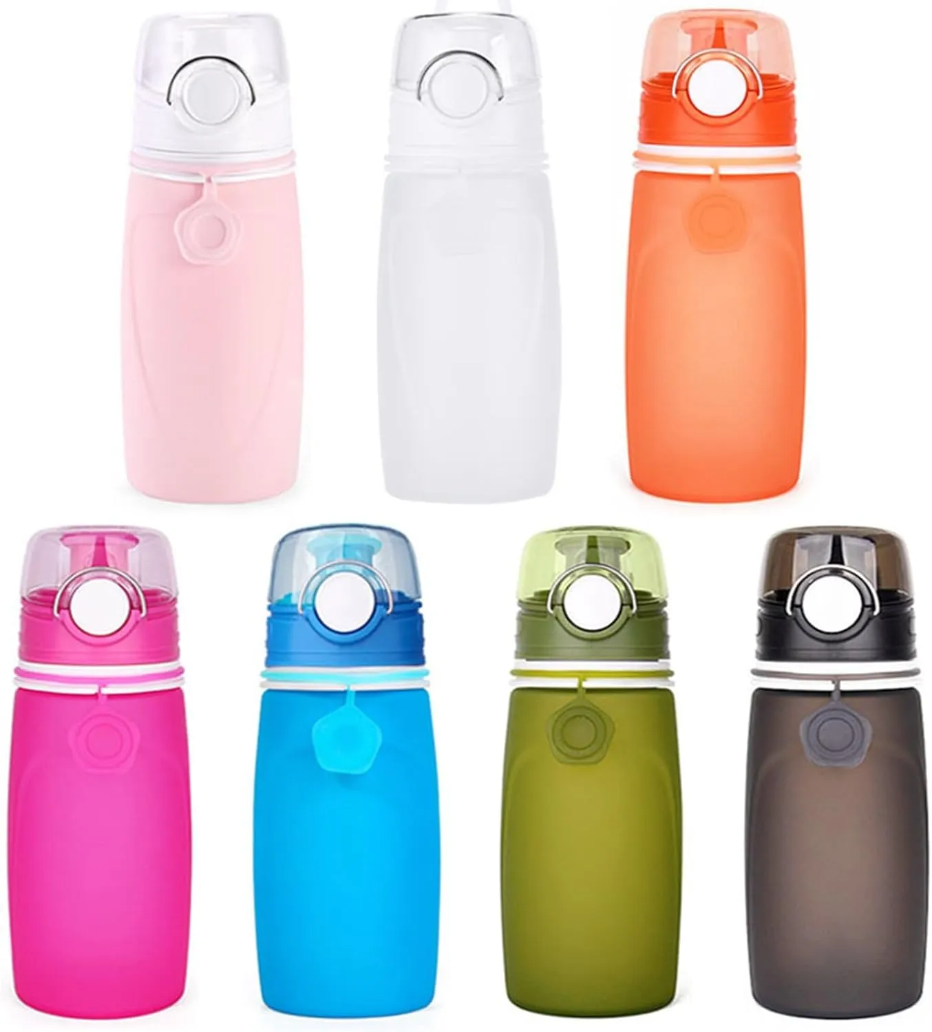 Silicone Foldable Water Bottle Cup Portable Sport Water Bottle Leakproof BPA Free Travel Water Bottles Gym Travel Camping Hiking Sport Outdoor Indoor Sport Travel Telescopic Cup(Purple,Large)