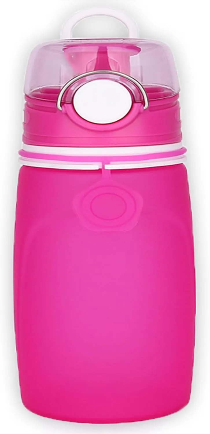 Silicone Foldable Water Bottle Cup Portable Sport Water Bottle Leakproof BPA Free Travel Water Bottles Gym Travel Camping Hiking Sport Outdoor Indoor Sport Travel Telescopic Cup(Purple,Large)
