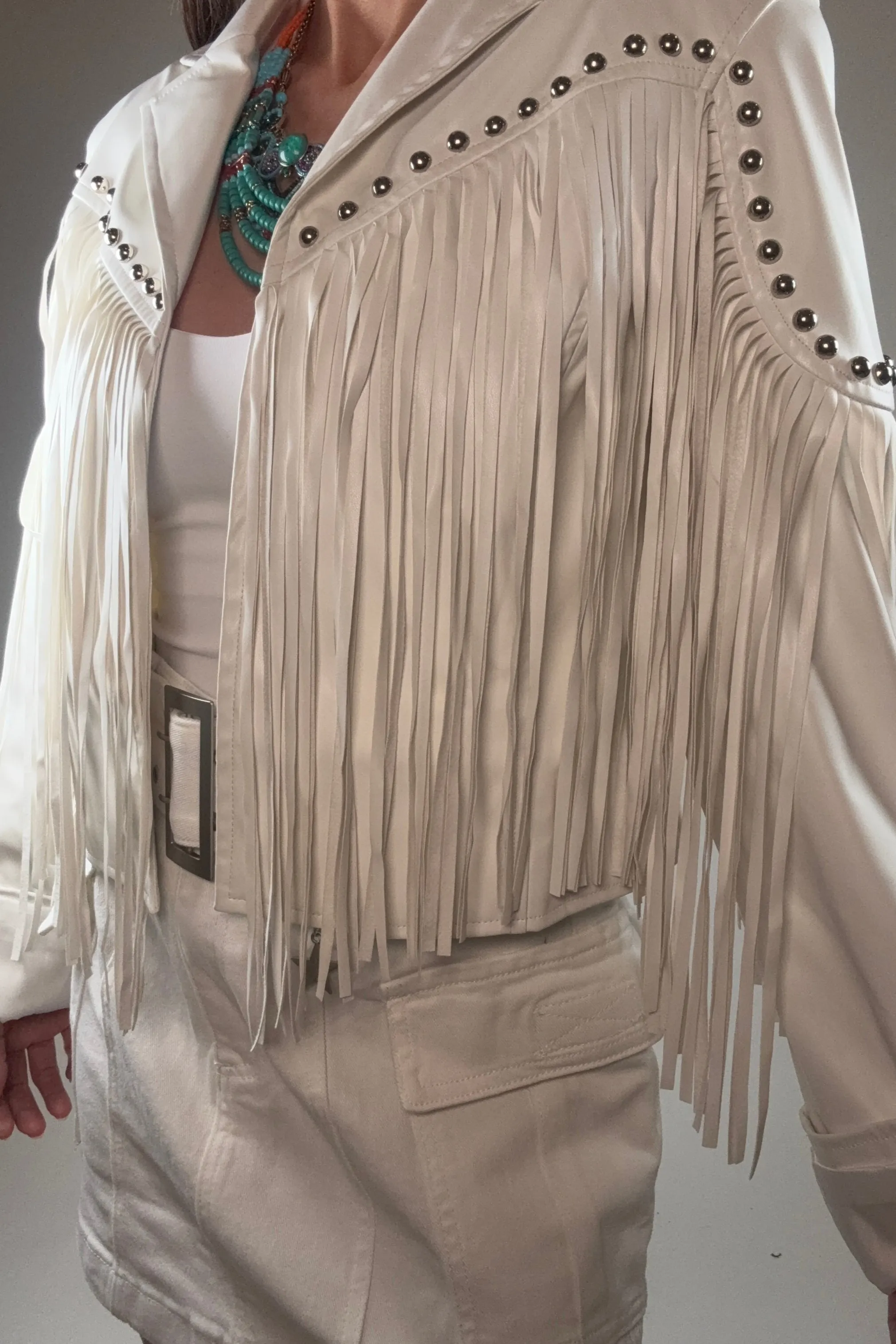 Silver Studded Fringe Jacket