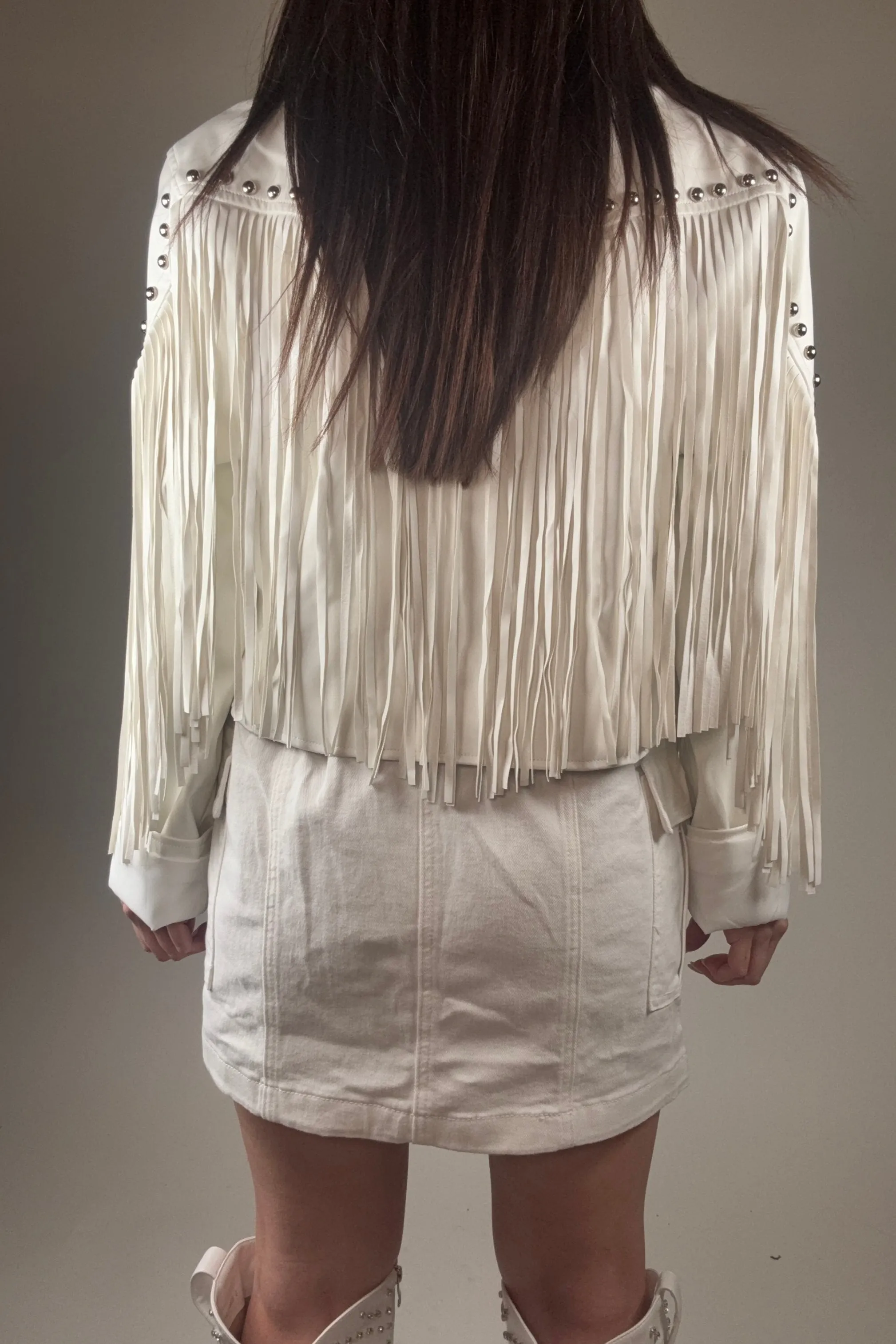 Silver Studded Fringe Jacket