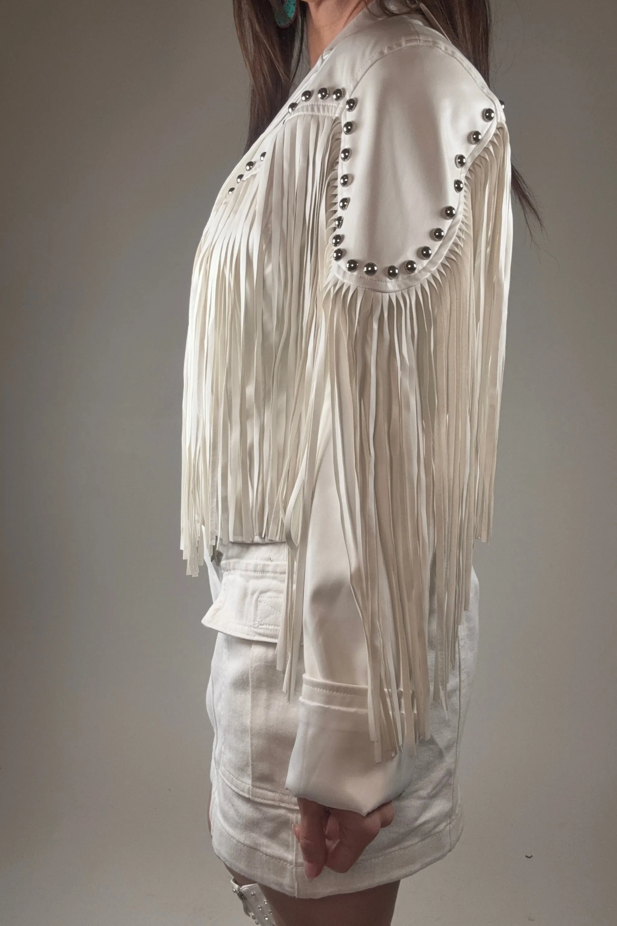 Silver Studded Fringe Jacket
