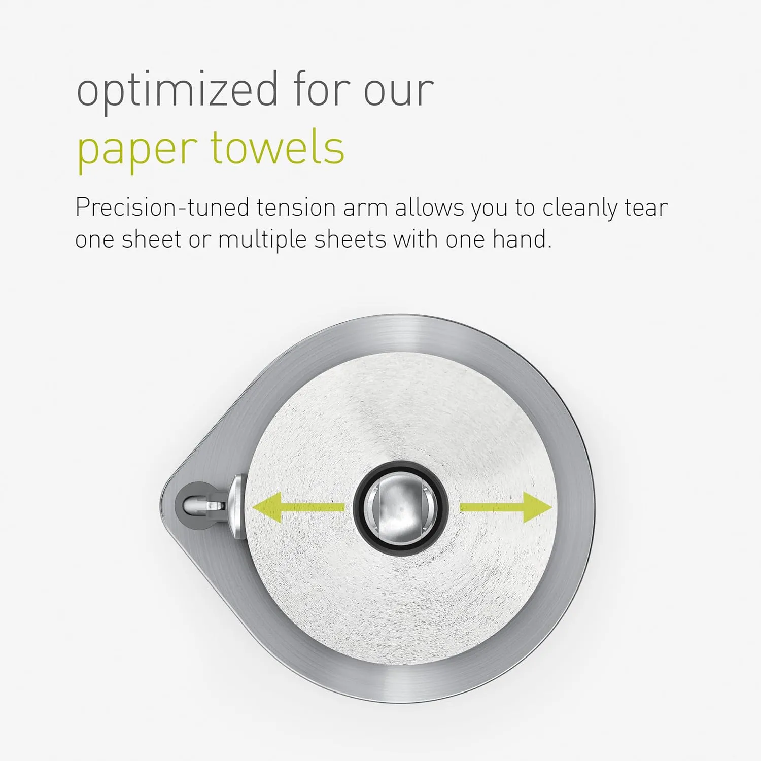 simplehuman Tension Arm Standing Paper Towel Holder, Heavy-Duty, Easy One-Handed Tear, Countertop Kitchen Paper Towel Dispenser, Brushed Stainless Steel