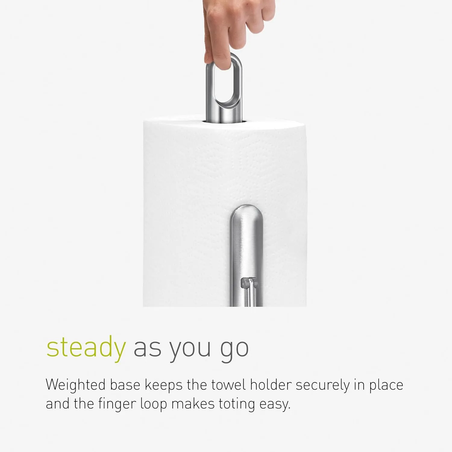 simplehuman Tension Arm Standing Paper Towel Holder, Heavy-Duty, Easy One-Handed Tear, Countertop Kitchen Paper Towel Dispenser, Brushed Stainless Steel