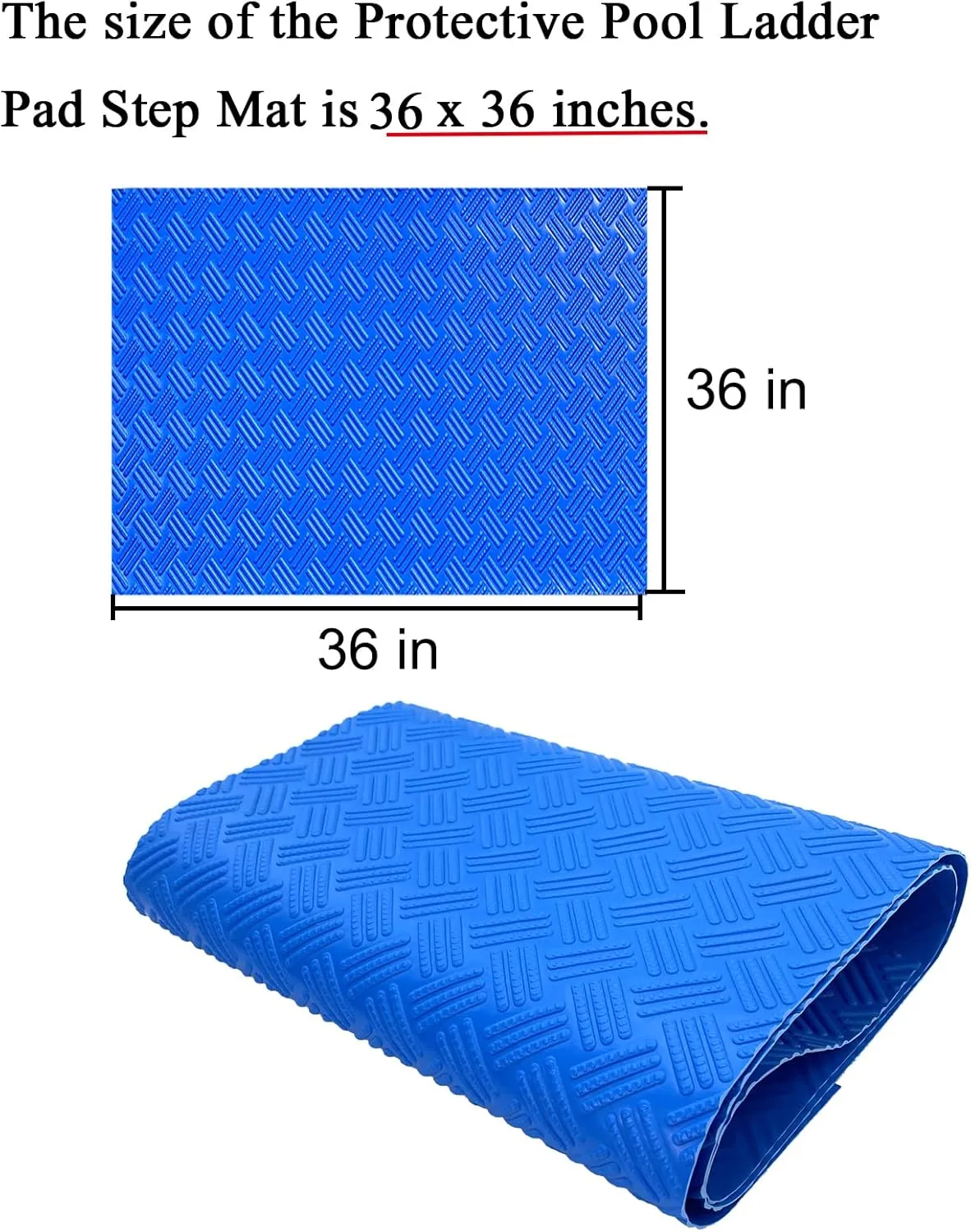 SKARUMMER Swimming Pool Ladder Mat - Protective Pool Ladder Pad Step Mat with Non-Slip Texture, Blue Medium Blue Medium Pool Step Mat, Pool Liner Protection Mat (36 X 36 inch)