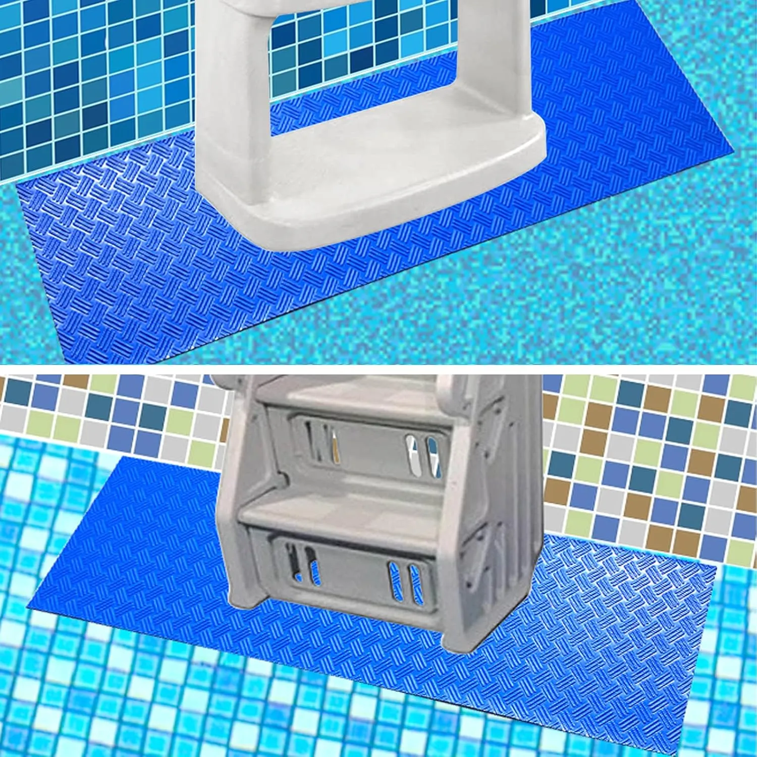 SKARUMMER Swimming Pool Ladder Mat - Protective Pool Ladder Pad Step Mat with Non-Slip Texture, Blue Medium Blue Medium Pool Step Mat, Pool Liner Protection Mat (36 X 36 inch)
