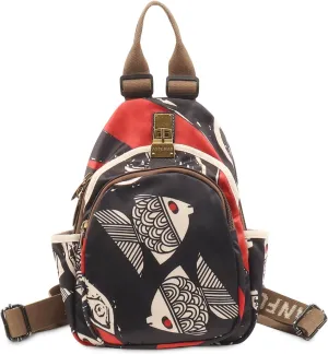 Small Backpacks Purse for Women Mini Waterproof Colorful Print Backpack Leisure Travel Bags (Ocean wave)