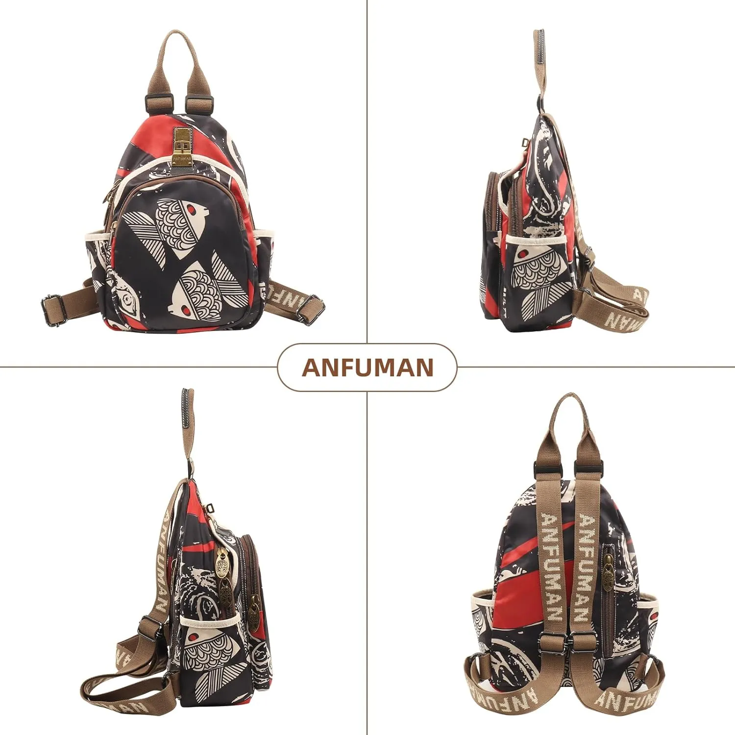 Small Backpacks Purse for Women Mini Waterproof Colorful Print Backpack Leisure Travel Bags (Ocean wave)
