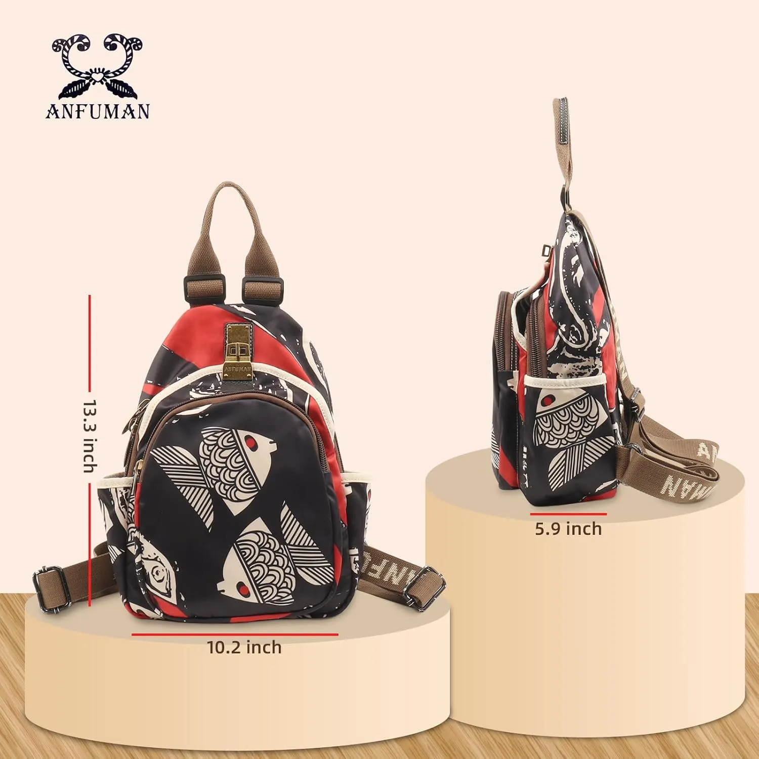 Small Backpacks Purse for Women Mini Waterproof Colorful Print Backpack Leisure Travel Bags (Ocean wave)