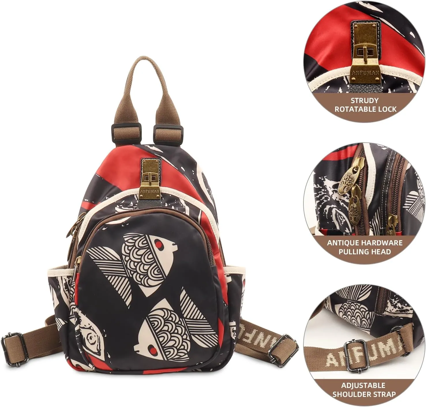 Small Backpacks Purse for Women Mini Waterproof Colorful Print Backpack Leisure Travel Bags (Ocean wave)