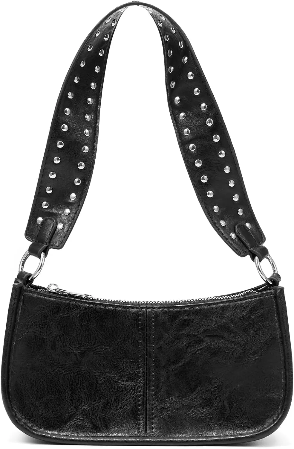 Small Black Shoulder Purses for Women Studded Purse Y2K Crossbody Bag Cute Trendy Mini Leather Handbag