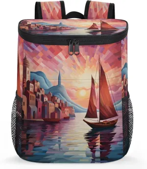 Small Cooler Backpack Insulated Waterproof Backpack Cooler for Women Leak Proof Soft Seawater Sailboat City Beach Cooler Bag Lightweight Ice Chest Picnic Backpack for Travel Camping