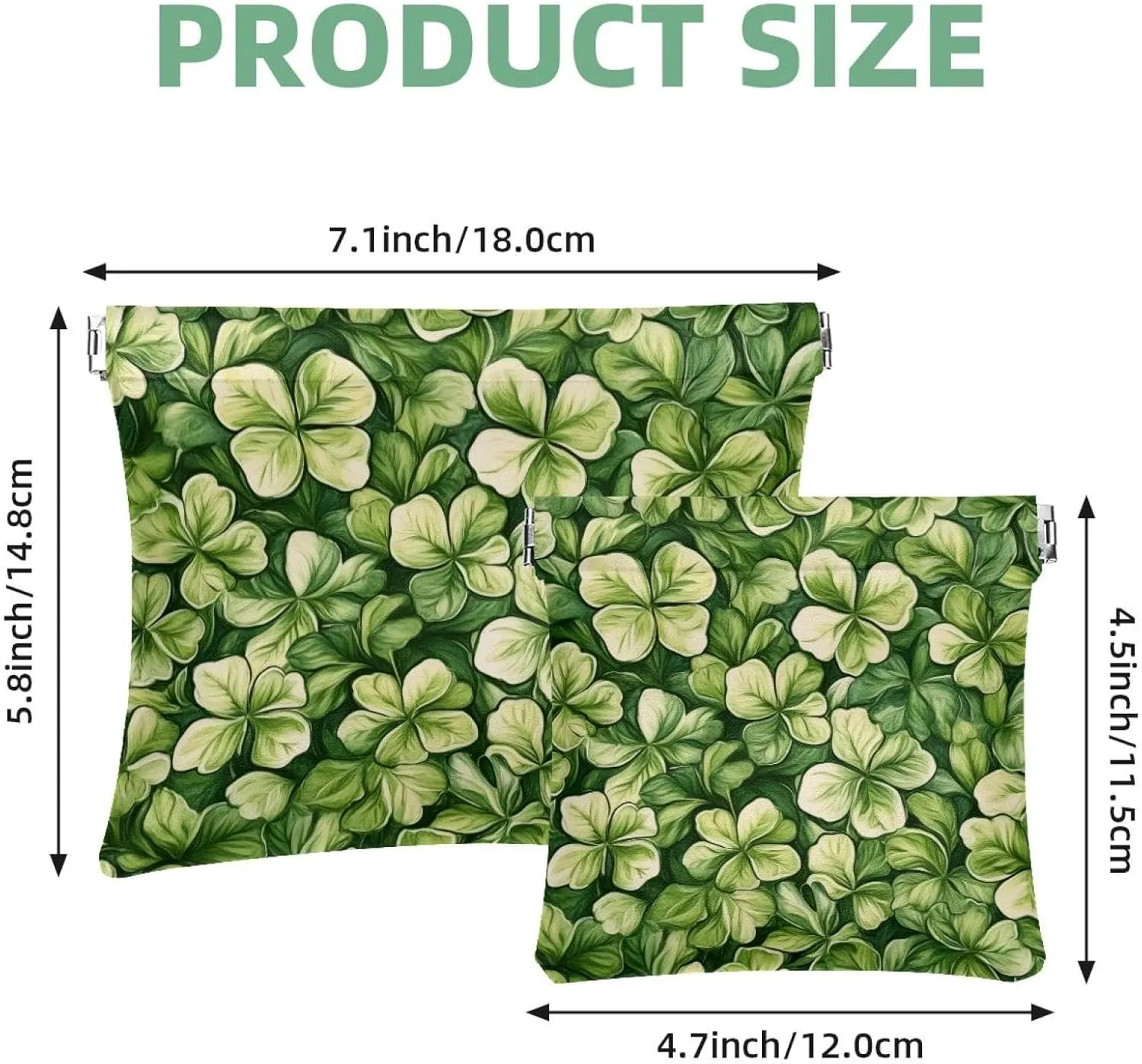 Small Pocket Cosmetic Bag, Squeeze Top Travel Makeup Bag for Purse, No Zipper Self-Closing Mini Makeup Pouch for Women Girls, St. Patrick's Day Little Shamrocks Seamless Pattern