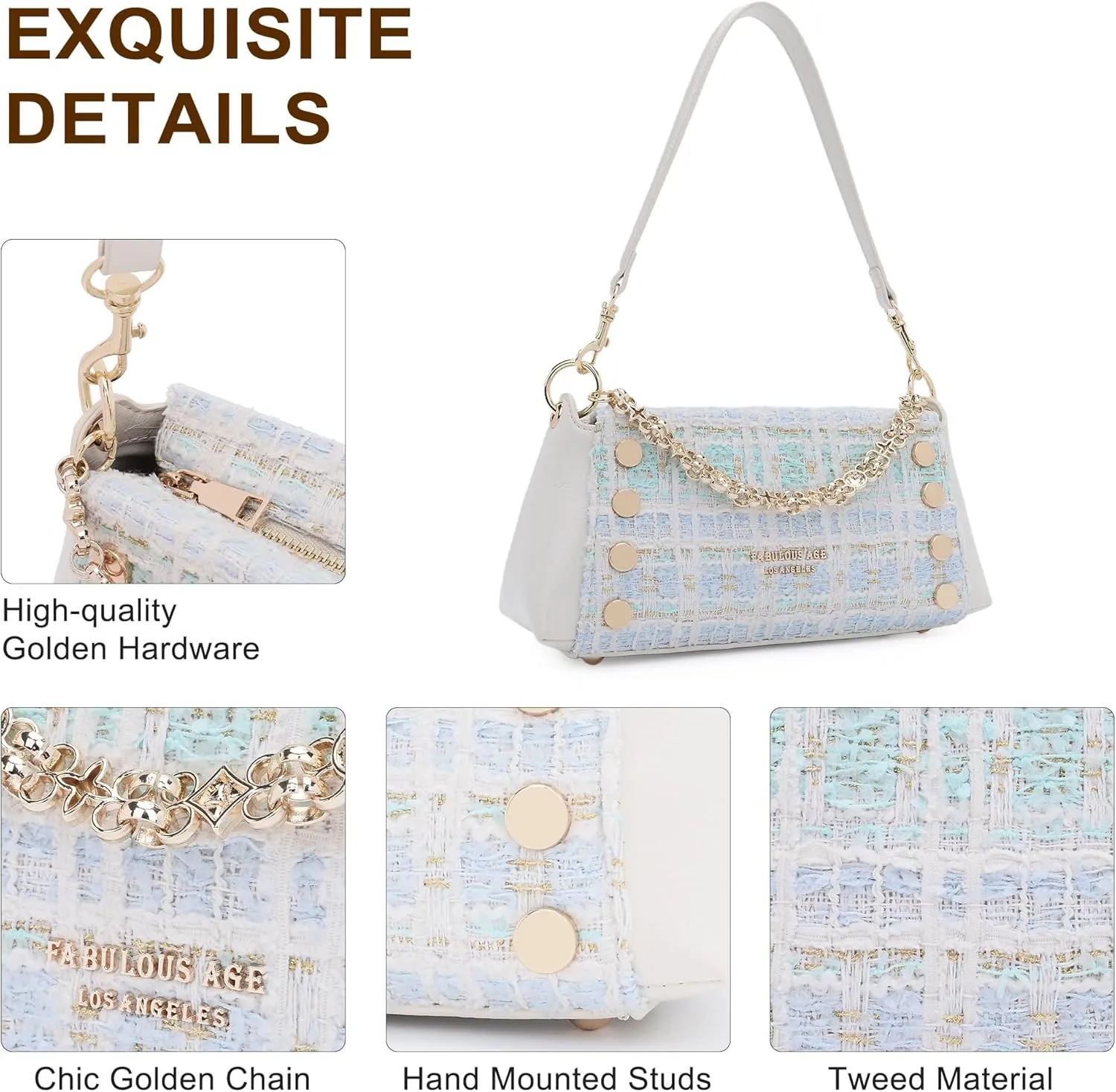 Small Shoulder Bag for Women Y2K Purse Designer Trendy Satchel Handbag Hobo Studded Bag