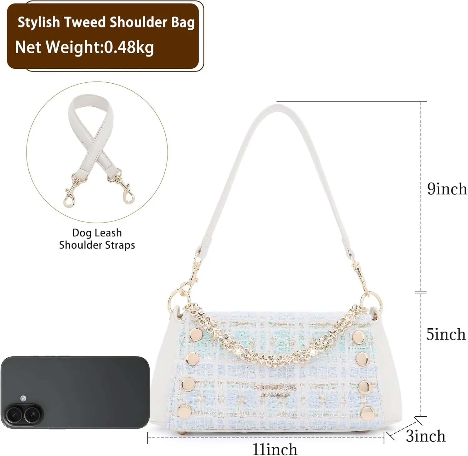 Small Shoulder Bag for Women Y2K Purse Designer Trendy Satchel Handbag Hobo Studded Bag