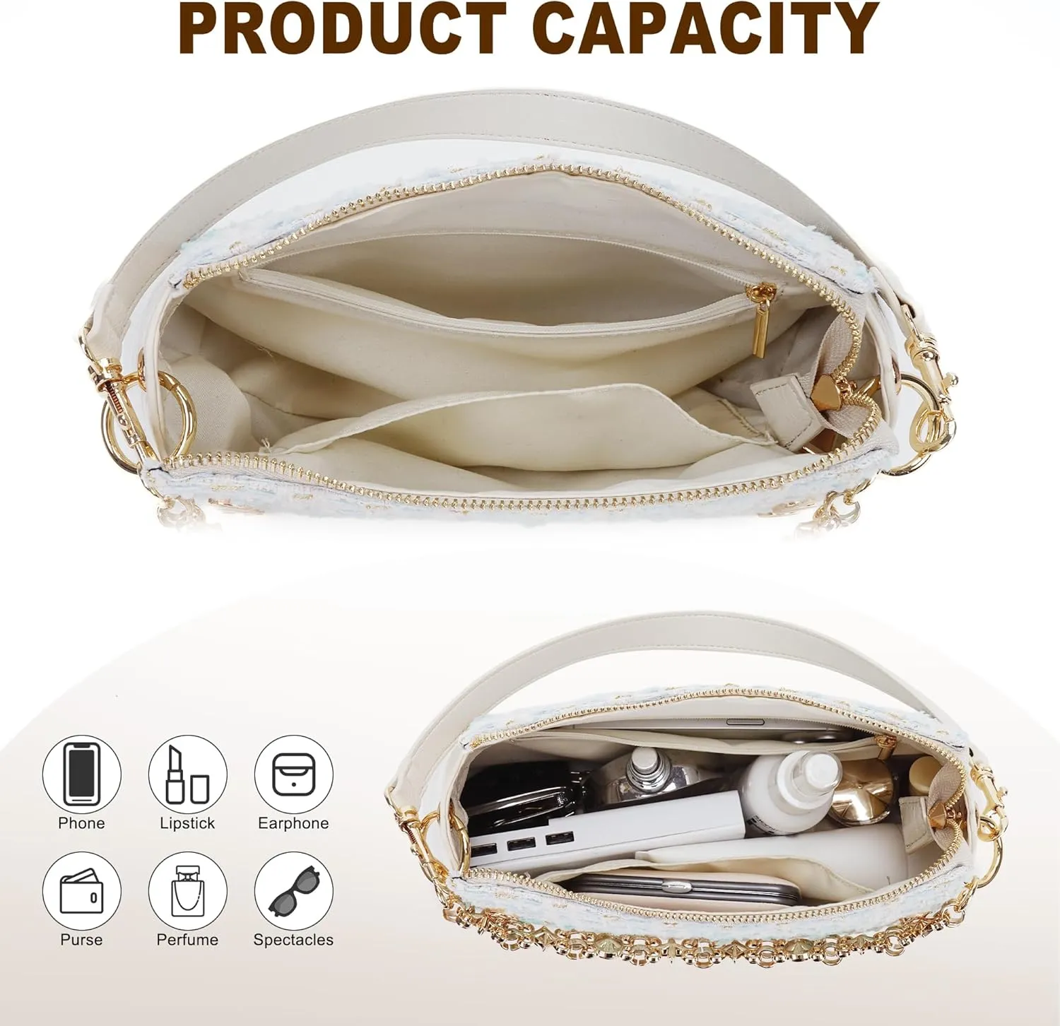 Small Shoulder Bag for Women Y2K Purse Designer Trendy Satchel Handbag Hobo Studded Bag
